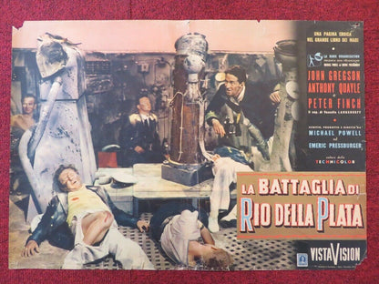 LA BATTAGLIA DI RIO DELLA PLATA - B ITALIAN FOTOBUSTA POSTER ANTHONY QUAYLE 1956 Movie posters