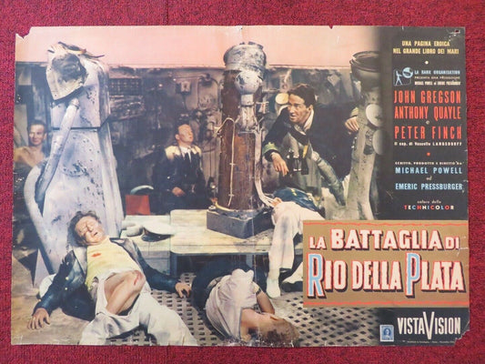 LA BATTAGLIA DI RIO DELLA PLATA - B ITALIAN FOTOBUSTA POSTER ANTHONY QUAYLE 1956 Movie posters