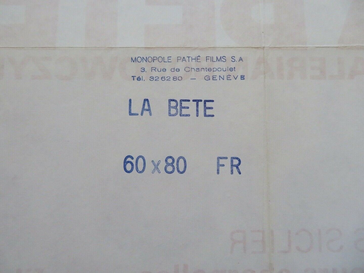 LA BETE/ The Beast FRENCH MOYENNE (29"x 23.5") POSTER WALERIAN BOROWCZYK 1975 Movie posters
