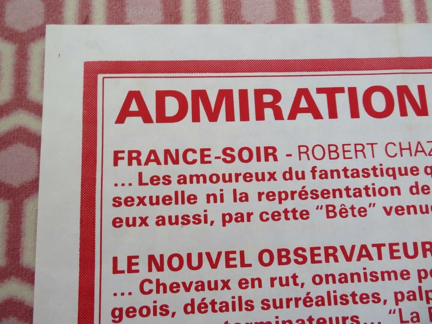 LA BETE/ The Beast FRENCH MOYENNE (29"x 23.5") POSTER WALERIAN BOROWCZYK 1975 Movie posters