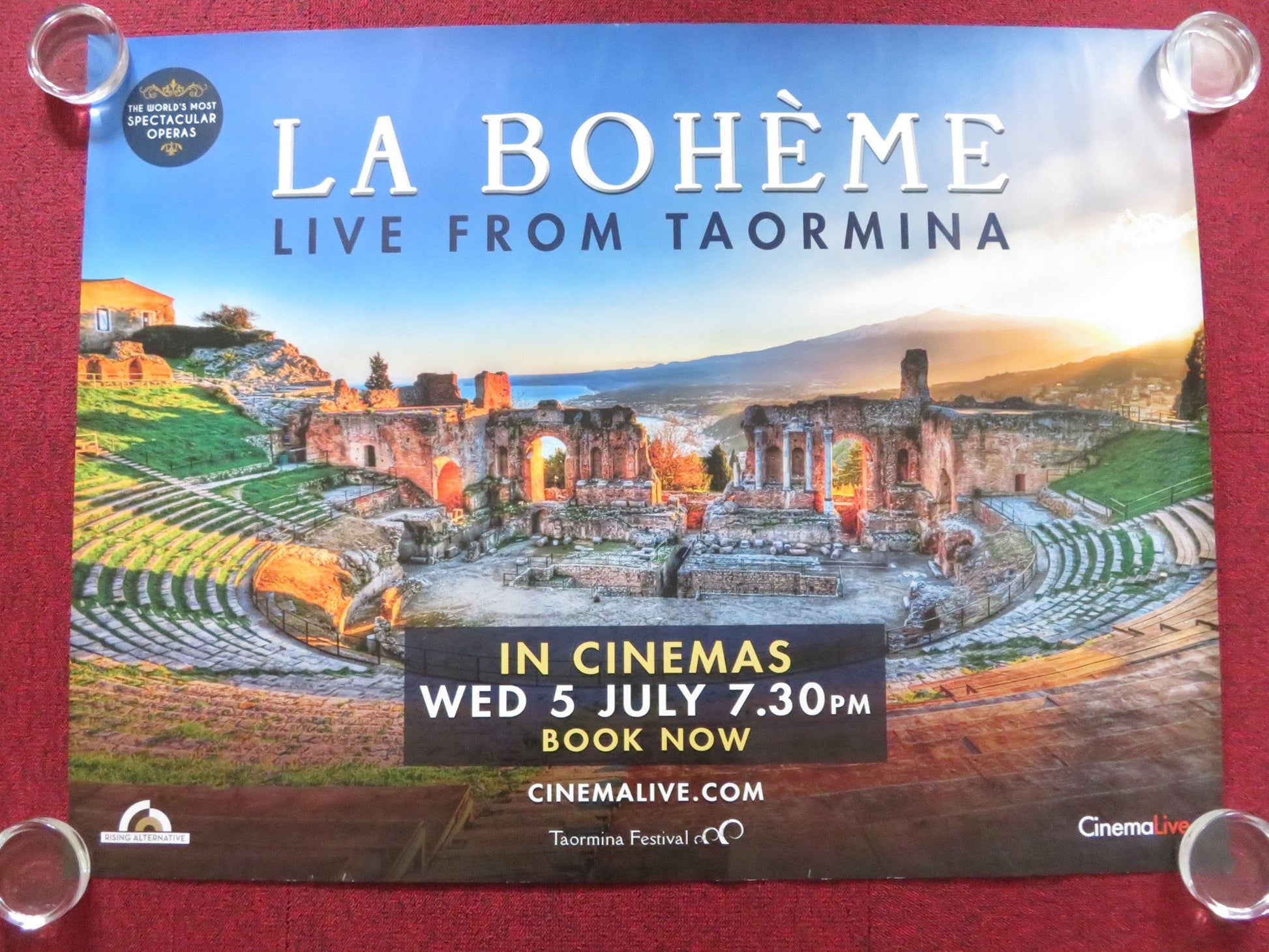 LA BOHEME: LIVE FROM TAORMINA UK QUAD (30"x 40") ROLLED POSTER 2017 Rendezvous Cinema Movie posters