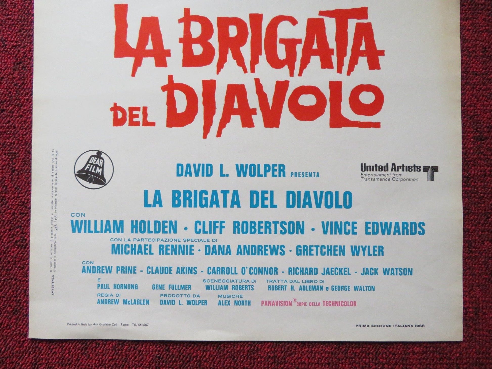 LA BRIGATA DEL DIAVOLO ITALIAN LOCANDINA POSTER WILLIAM HOLDEN 1968 Rendezvous Cinema Movie posters
