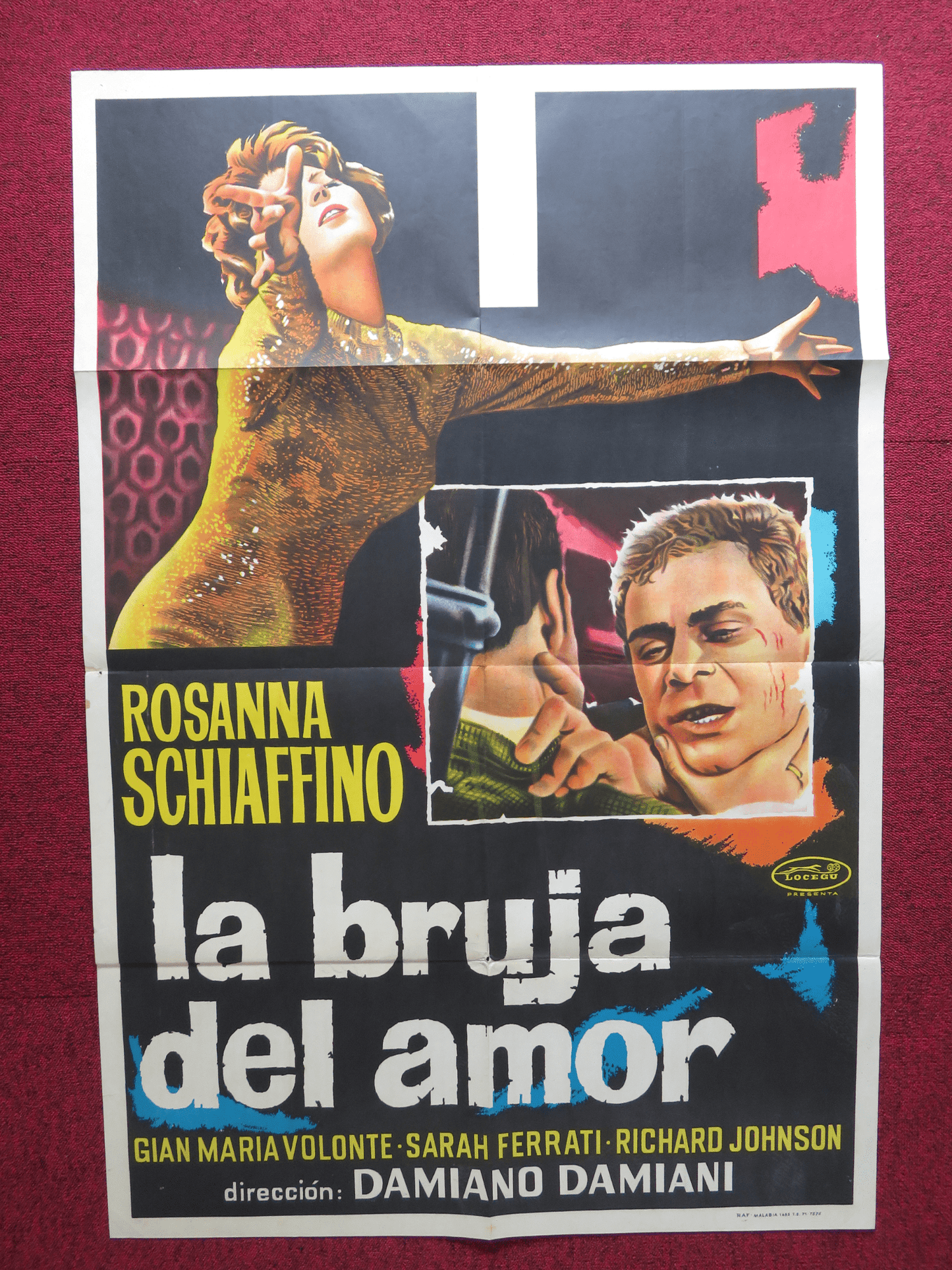 LA BRUJA DEL AMOR FOLDED ARGENTINA ONE SHEET POSTER RICHARD JOHNSON 1966 Rendezvous Cinema Movie posters