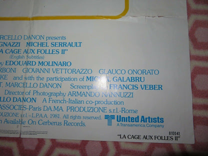 LA CAGE AUX FOLLES 2 ONE SHEET POSTER UGO TOGNAZZI MICHEL SERRAULT '80 Movie posters