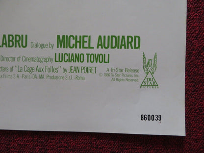 LA CAGE AUX FOLLES 3 / THE WEDDING FOLDED US ONE SHEET POSTER 1986 Movie posters