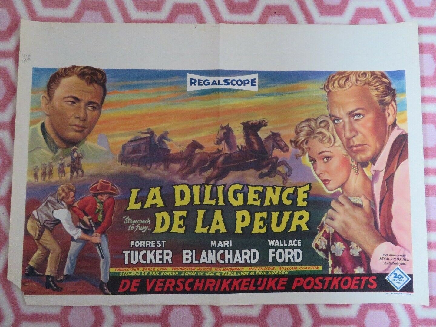 LA DILIGENCE DE LA PEUR/ STAGECOACH TO FURY BELGIUM (15"x 21.5") POSTER 1956 Movie posters