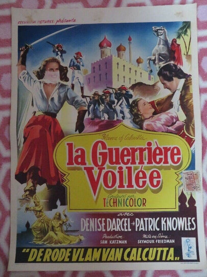 LA GUERRIER VOILEE / Flame of Calcutta BELGIUM (19.5"x 14")POSTER DENISE DARCEL Movie posters