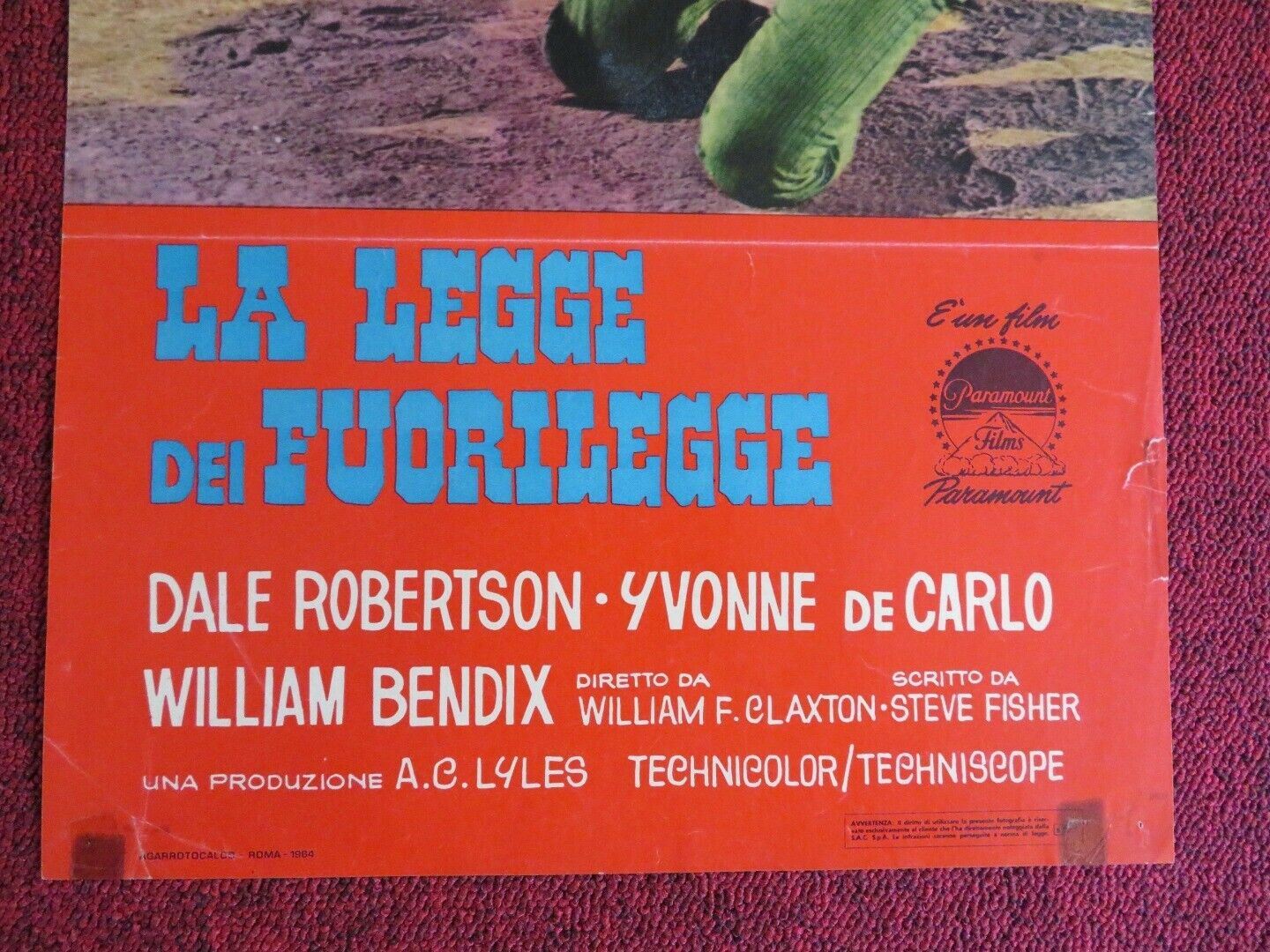 LA LEGGE DEI FUORILEGGE ITALIAN LOCANDINA (27"x12") POSTER 1970 Movie posters