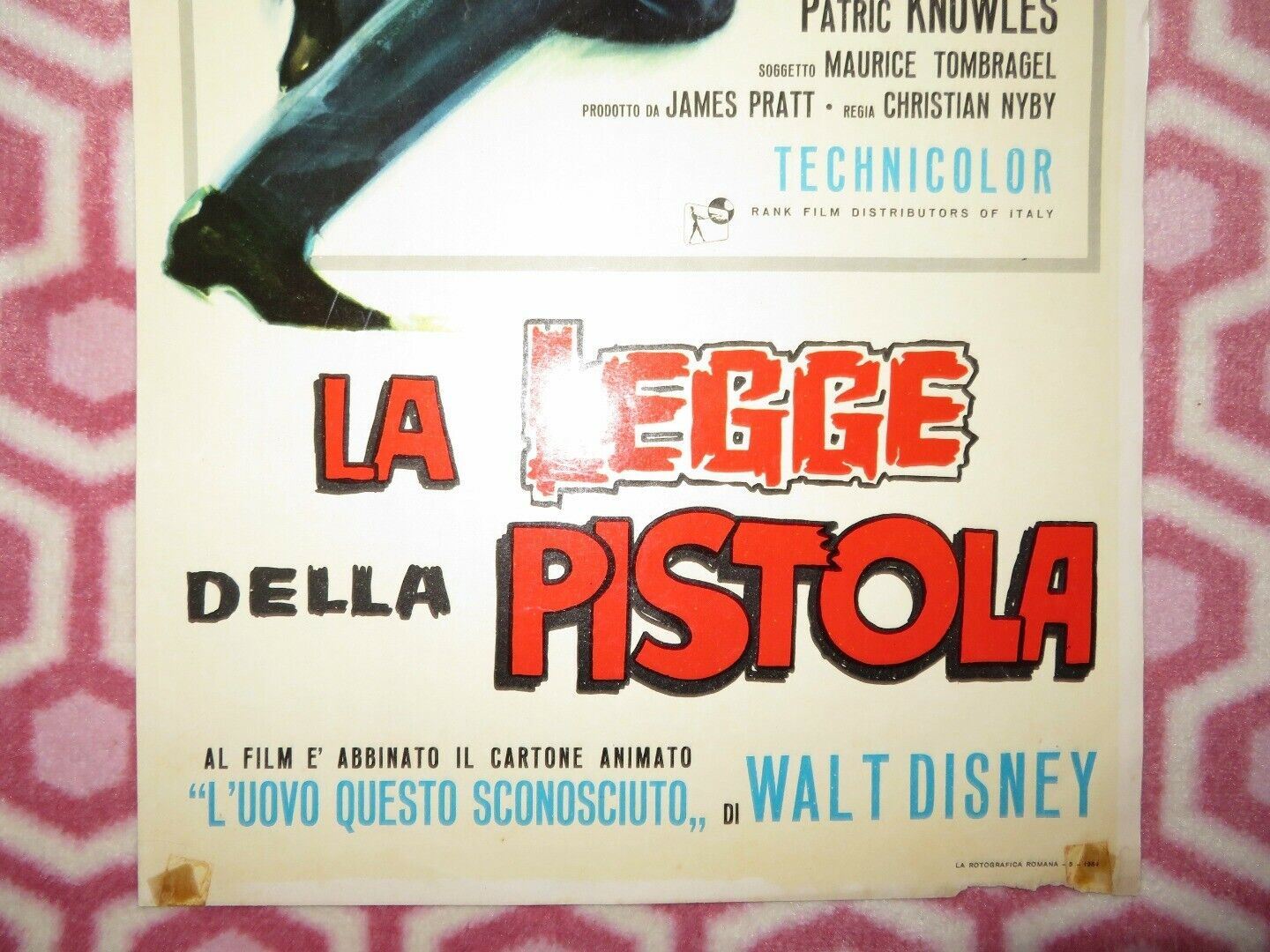 LA LEGGE DELLA PISTOLA ITALIAN LOCANDINA (27.5"x13") POSTER DISNEY 1964 Movie posters