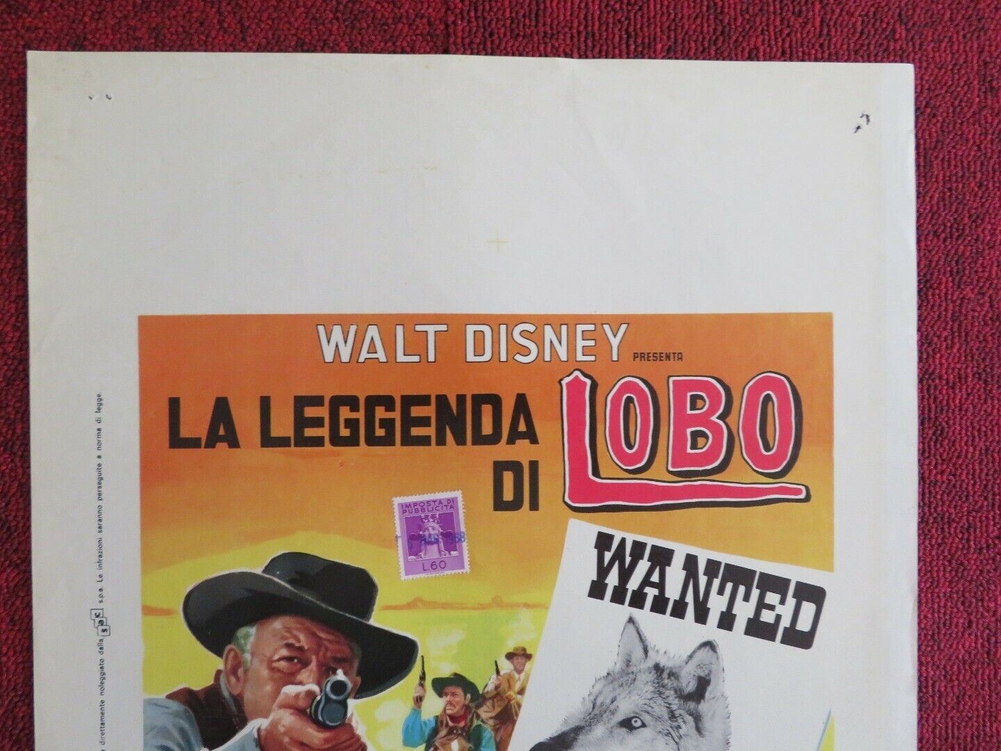 LA LEGGENDA DI LOBO ITALIAN LOCANDINA (27.5"x13") POSTER DISNEY 1968 Movie posters