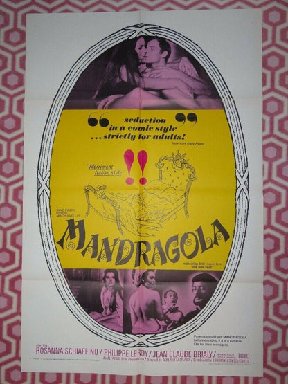 LA MANDRAGOLA US ONE SHEET POSTER ROSANNA SCHIAFFINO 1966 Movie posters