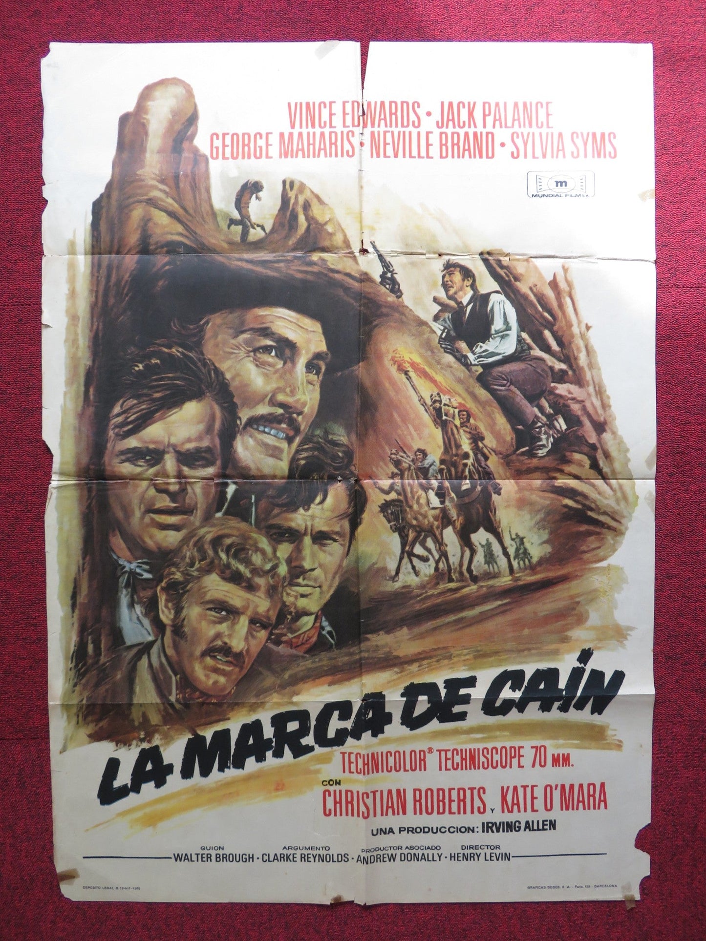 LA MARCA DE CAIN SPANISH POSTER VINCE EDWARDS JACK PALANCE 1969 Rendezvous Cinema Movie posters