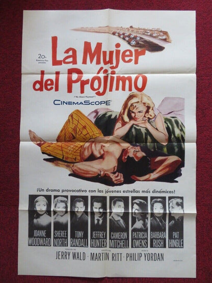 LA MUJER DEL PROJIMO / NO DOWN PAYMET ARGENTINA ONE SHEET FOLDED POSTER 1957 Movie posters