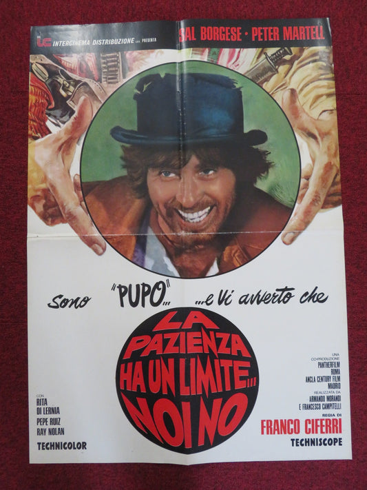 LA PAZIENZA HA UN LIMITE..NOI NO ITALIAN FOGLIO POSTER PETER MARTELL 1974 Rendezvous Cinema Movie posters