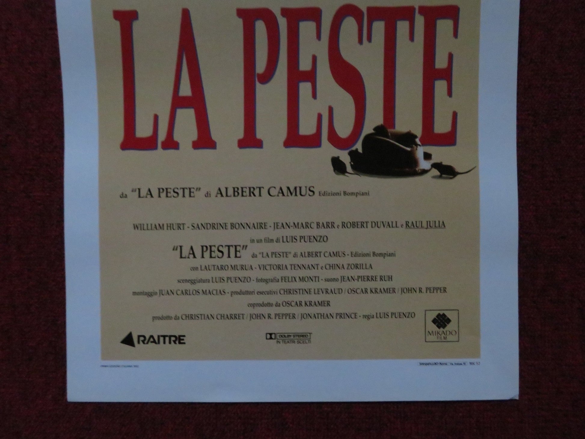 LA PESTE ITALIAN LOCANDINA POSTER WILLIAM HURT ROBERT DUVALL 1992 Rendezvous Cinema Movie posters