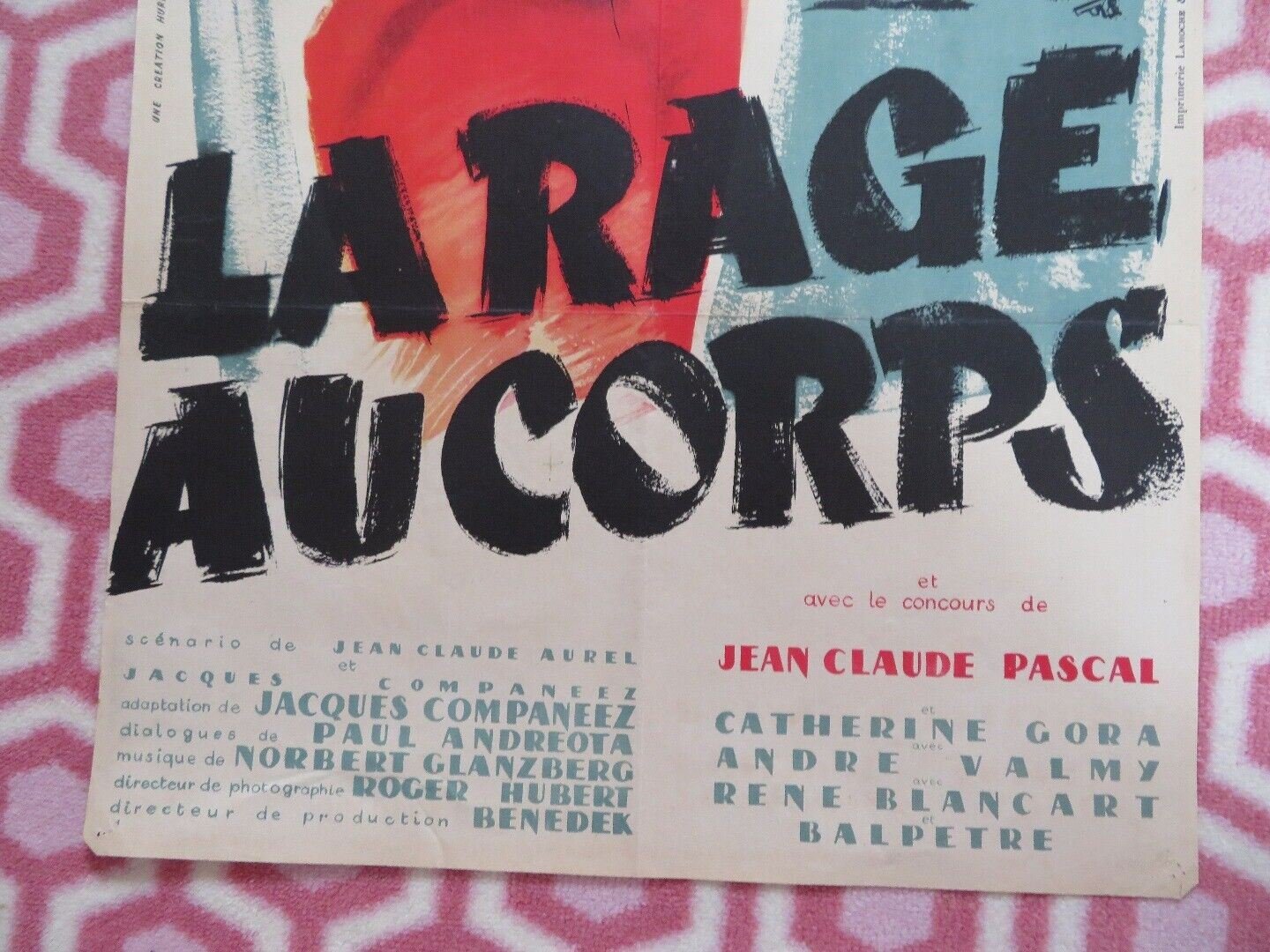 LA RAGE AU CORPS/Tempest in the Flesh BELGIUM (31"x 15.5") POSTER 1954 - Rendezvous Cinema