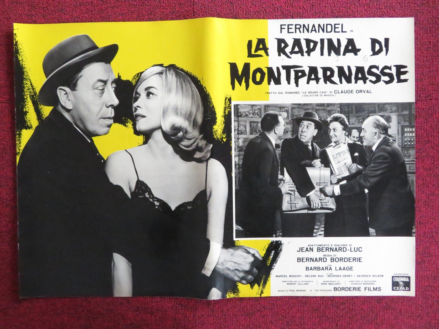 LA RAPINA DI MONTPARNASSE - A ITALIAN FOTOBUSTA POSTER FERNANDEL B. LAAGE 1964 Rendezvous Cinema Movie posters