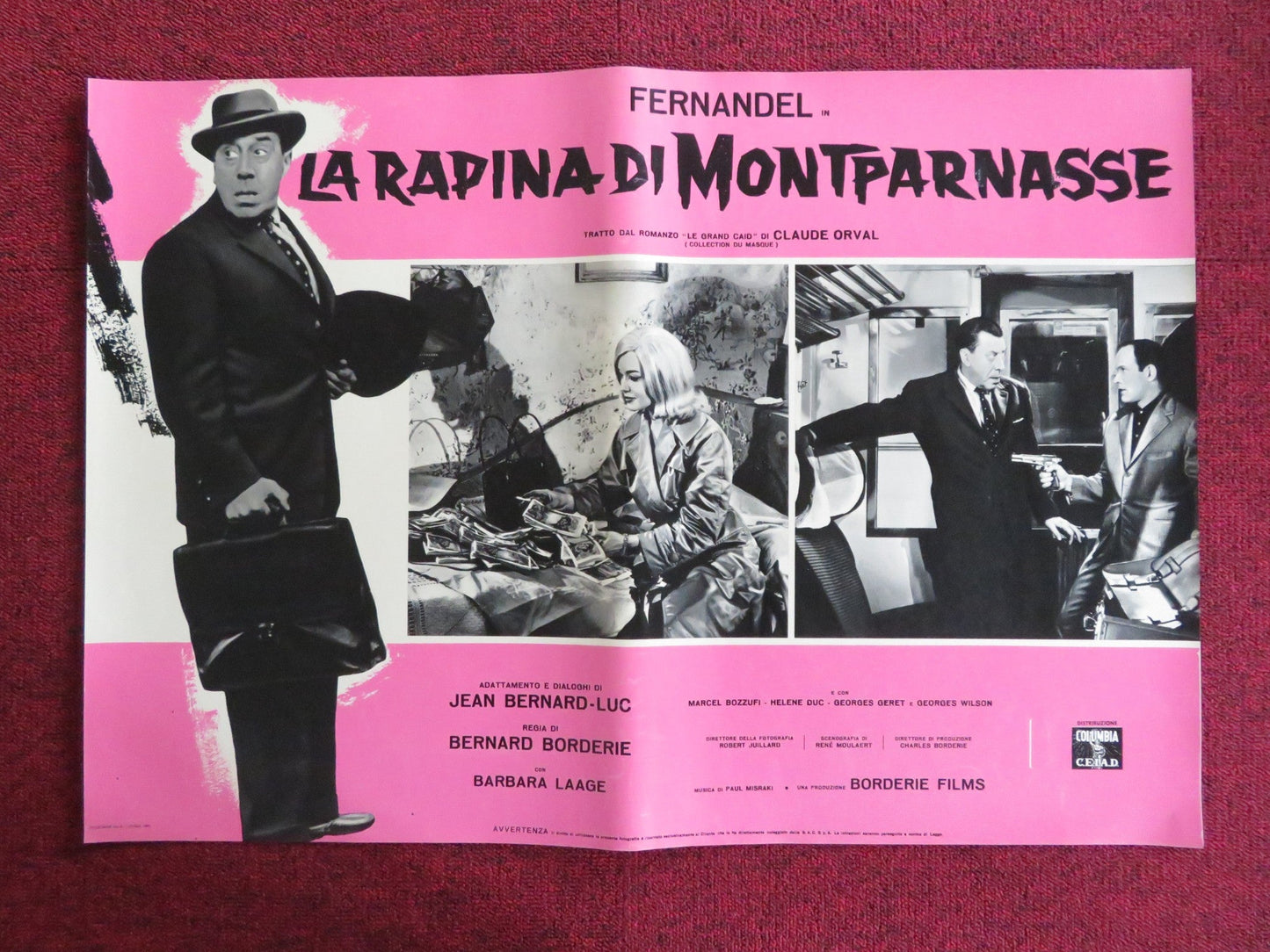 LA RAPINA DI MONTPARNASSE - B ITALIAN FOTOBUSTA POSTER FERNANDEL B. LAAGE 1964 Rendezvous Cinema Movie posters