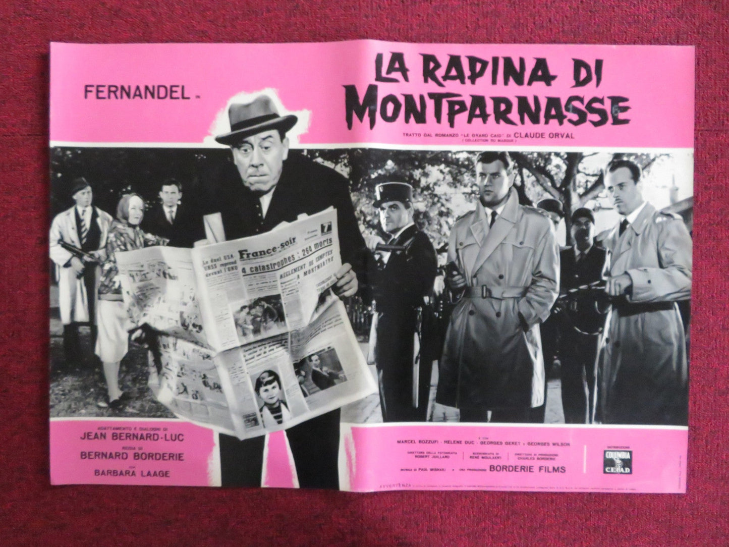 LA RAPINA DI MONTPARNASSE - D ITALIAN FOTOBUSTA POSTER FERNANDEL B. LAAGE 1964 Rendezvous Cinema Movie posters