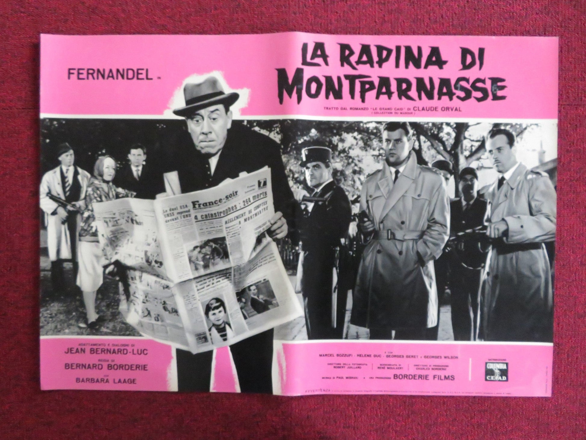 LA RAPINA DI MONTPARNASSE - D ITALIAN FOTOBUSTA POSTER FERNANDEL B. LAAGE 1964 Rendezvous Cinema Movie posters