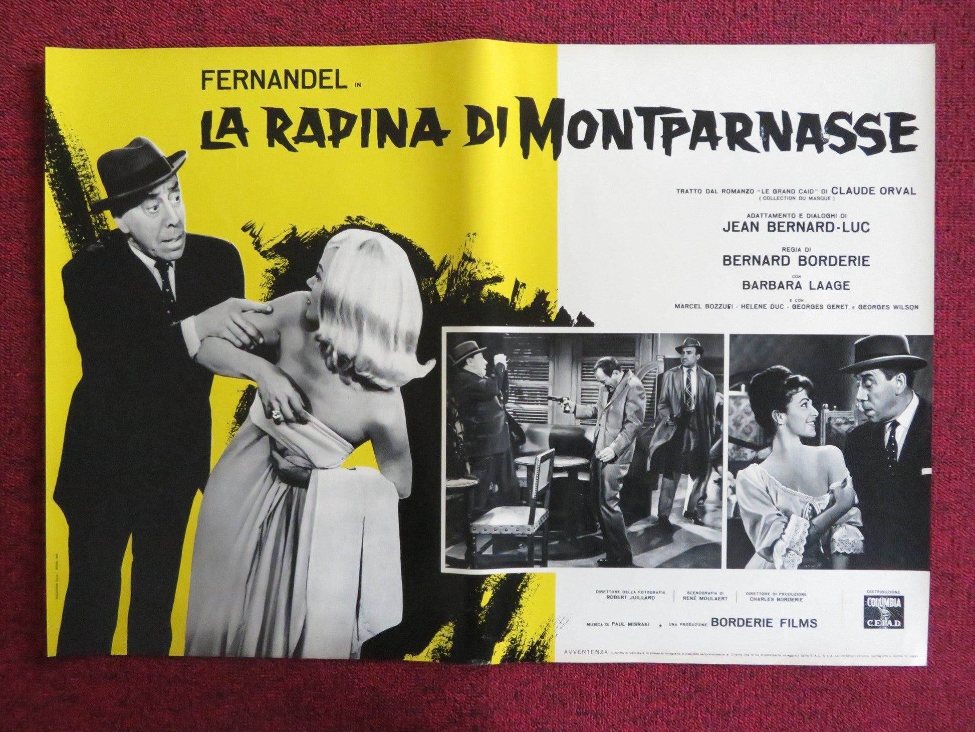 LA RAPINA DI MONTPARNASSE - E ITALIAN FOTOBUSTA POSTER FERNANDEL B. LAAGE 1964 Rendezvous Cinema Movie posters
