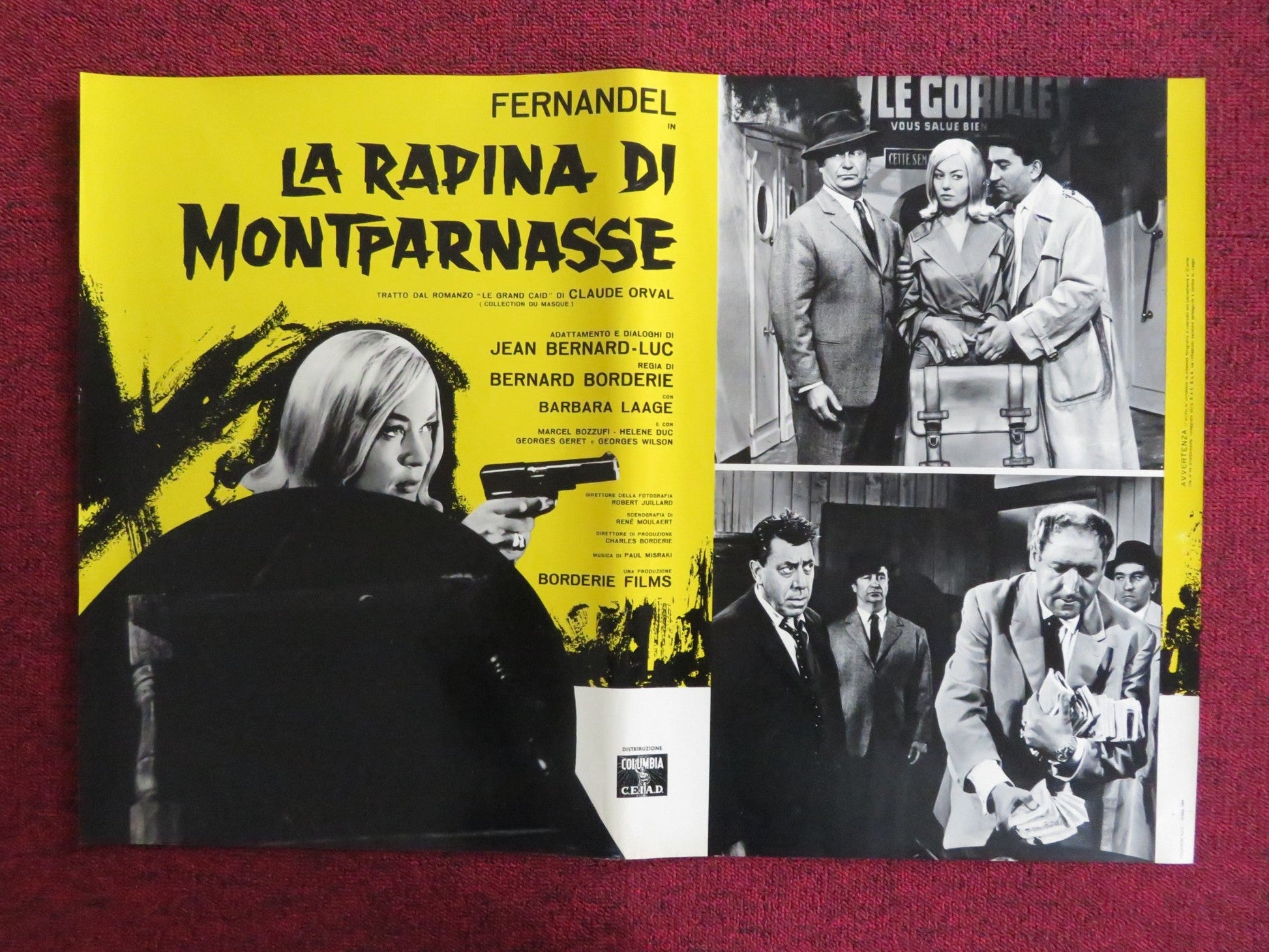LA RAPINA DI MONTPARNASSE - G ITALIAN FOTOBUSTA POSTER FERNANDEL B. LAAGE 1964 Rendezvous Cinema Movie posters