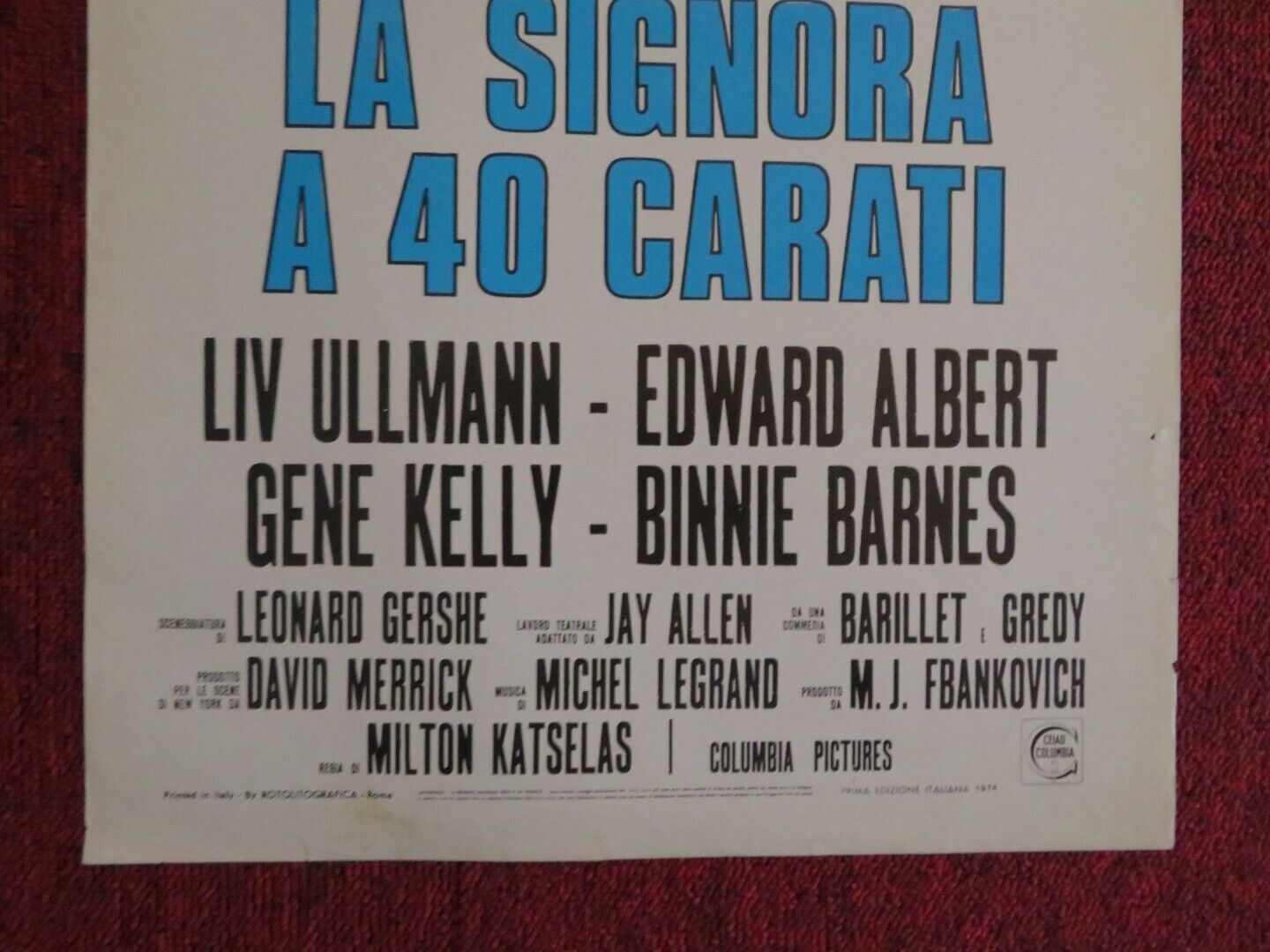 LA SIGNORA A 40 CARATI / 40 Carats ITALIAN LOCANDINA (27.5"x13") POSTER 1974 Movie posters
