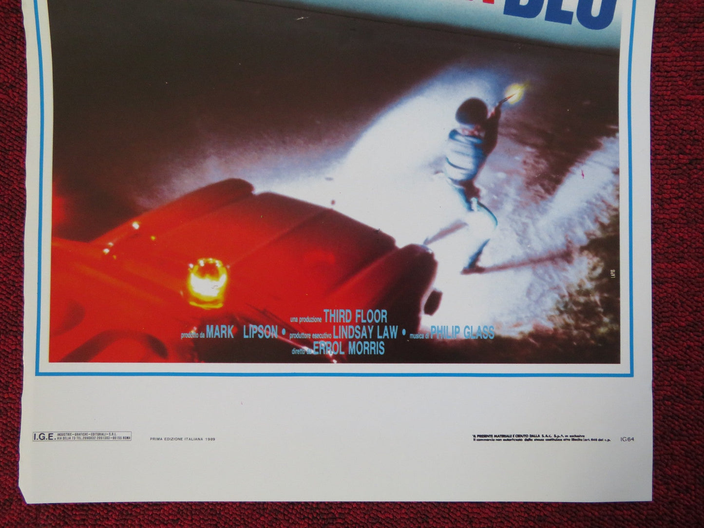LA SOTTILE LINEA BLU ITALIAN LOCANDINA (27.5"x13") POSTER RANDALL ADAMS 1989 Rendezvous Cinema Movie posters