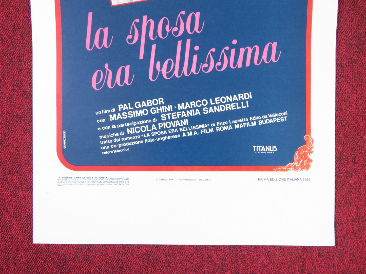 LA SPOSA ERA BELLISSIMA ITALIAN LOCANDINA POSTER ANGELA MOLINA M. GHINI 1986 Rendezvous Cinema Movie posters
