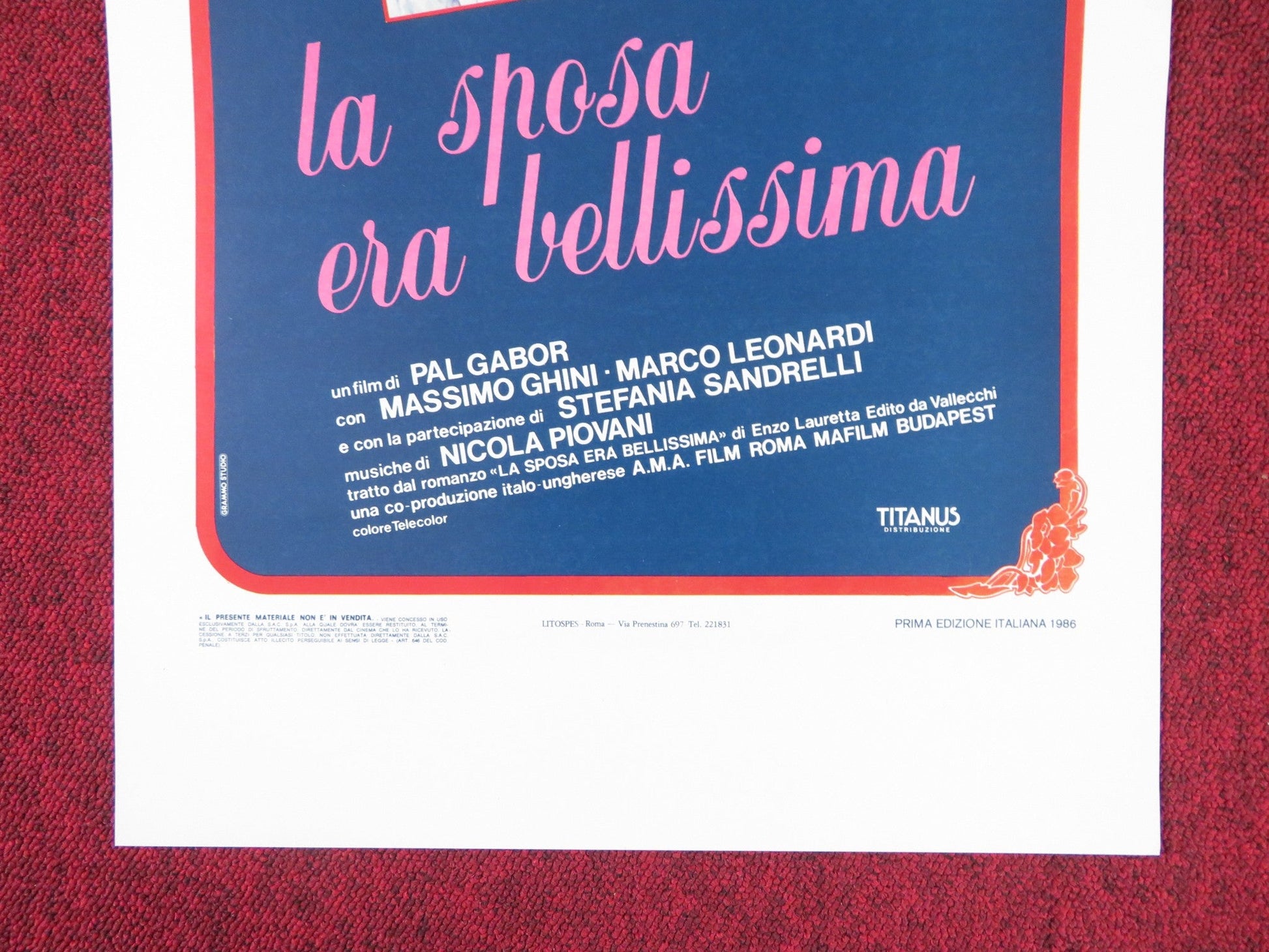LA SPOSA ERA BELLISSIMA ITALIAN LOCANDINA POSTER ANGELA MOLINA M. GHINI 1986 Rendezvous Cinema Movie posters