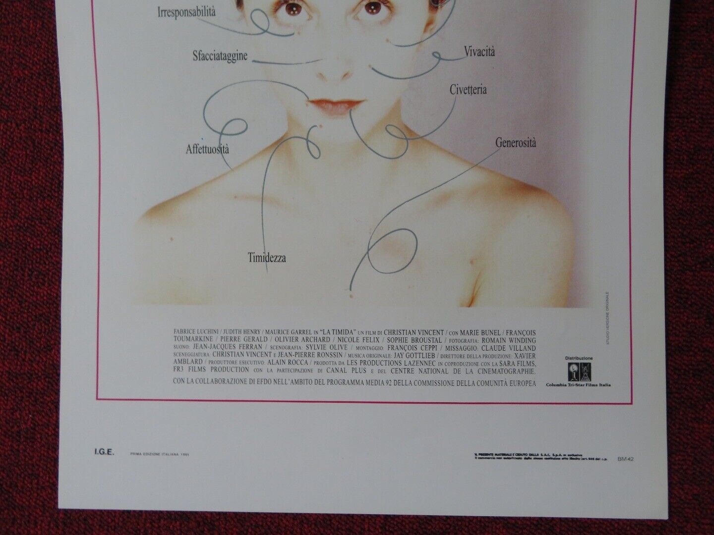 LA TIMIDA ITALIAN LOCANDINA (27.5"x13") POSTER CHRISTIAN VINCENT 1990 Movie posters