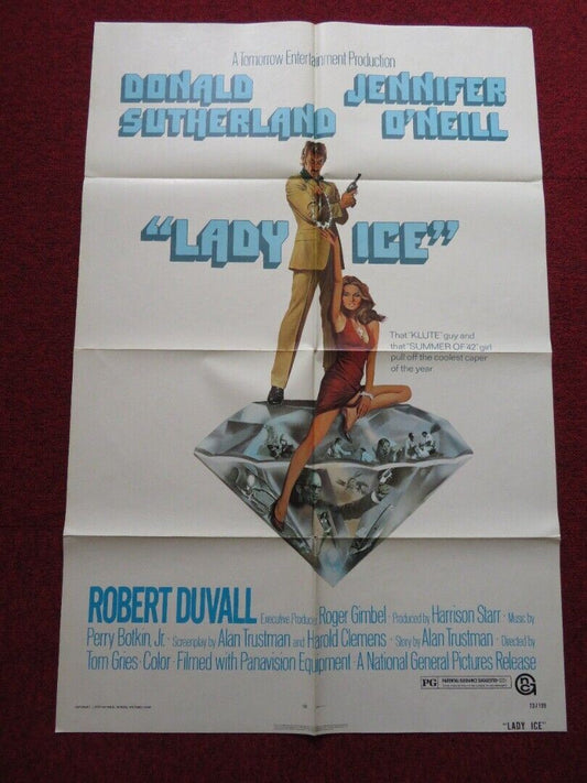 LADY ICE FOLDED US ONE SHEET POSTER DONALD SUTHERLAND JENNIFER O'NEILL 1973 Movie posters