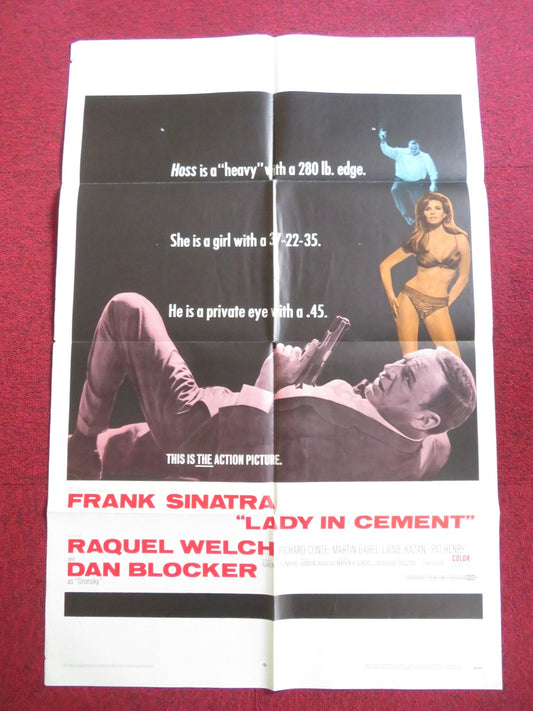 LADY IN CEMENT FOLDED US ONE SHEET POSTER FRANK SINATRA RAQUEL WELCH 1968 Rendezvous Cinema Movie posters