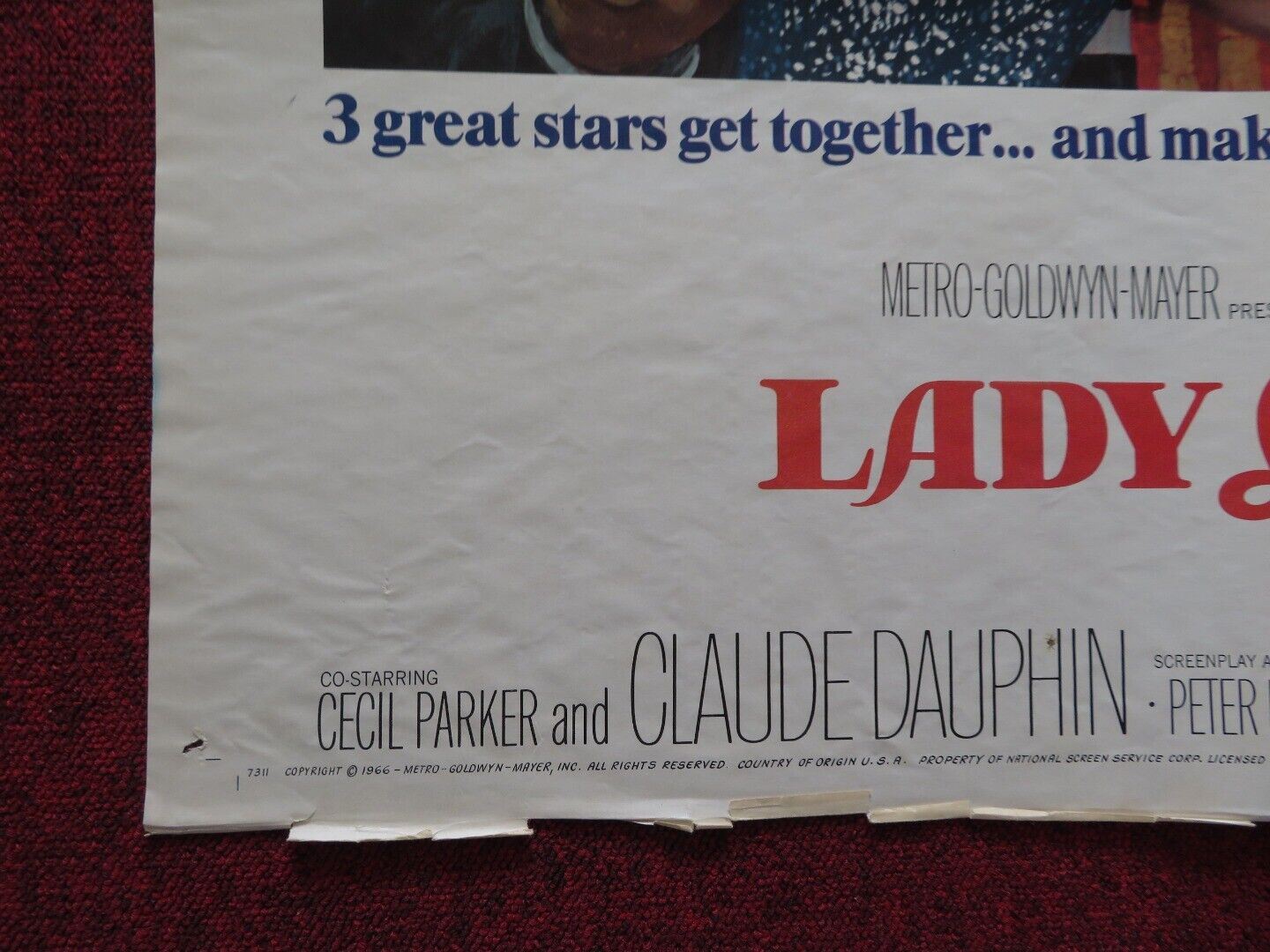 LADY L FOLDED US ONE SHEET POSTER SOPHIA LOREN PAUL NEWMAN 1966 Movie posters