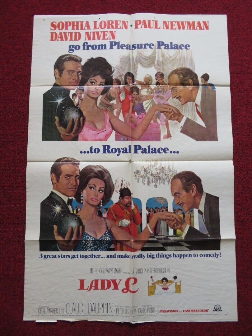 LADY L FOLDED US ONE SHEET POSTER SOPHIA LOREN PAUL NEWMAN 1966 Movie posters