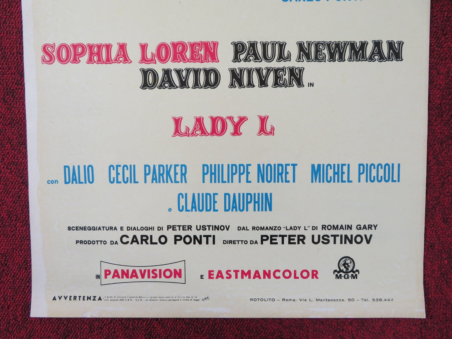 LADY L ITALIAN LOCANDINA POSTER SOPHIA LOREN PAUL NEWMAN DAVID NIVEN 1965 Rendezvous Cinema Movie posters