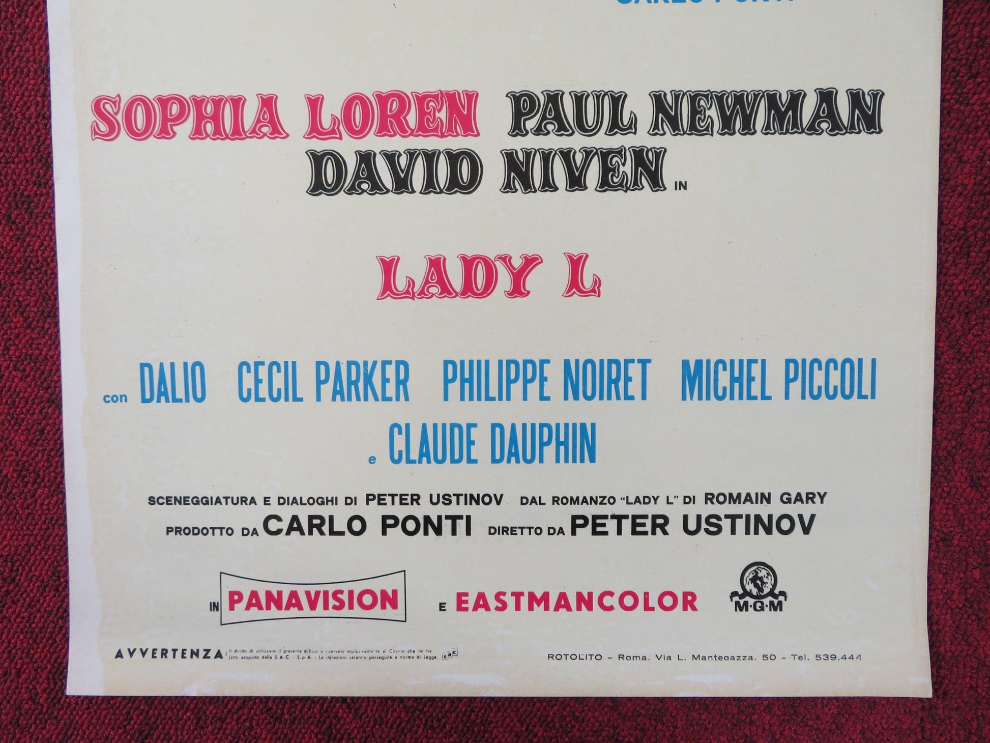 LADY L ITALIAN LOCANDINA POSTER SOPHIA LOREN PAUL NEWMAN DAVID NIVEN 1965 Rendezvous Cinema Movie posters