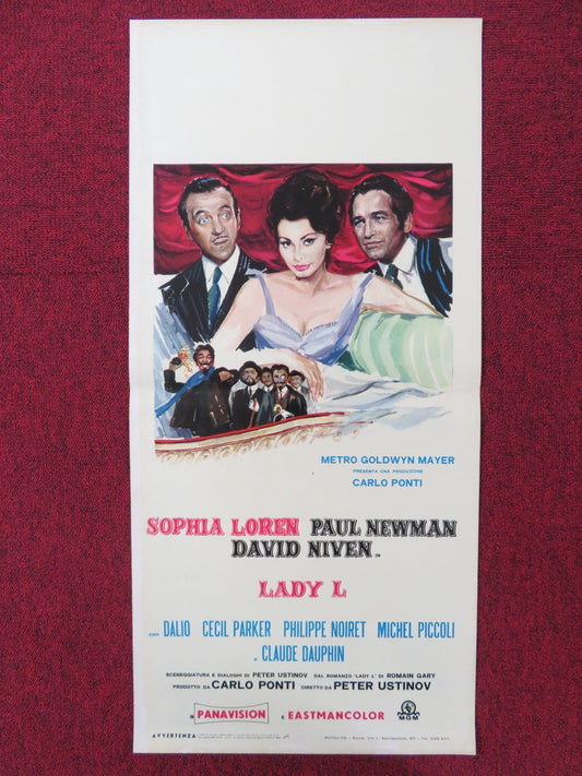LADY L ITALIAN LOCANDINA POSTER SOPHIA LOREN PAUL NEWMAN DAVID NIVEN 1965 Rendezvous Cinema Movie posters