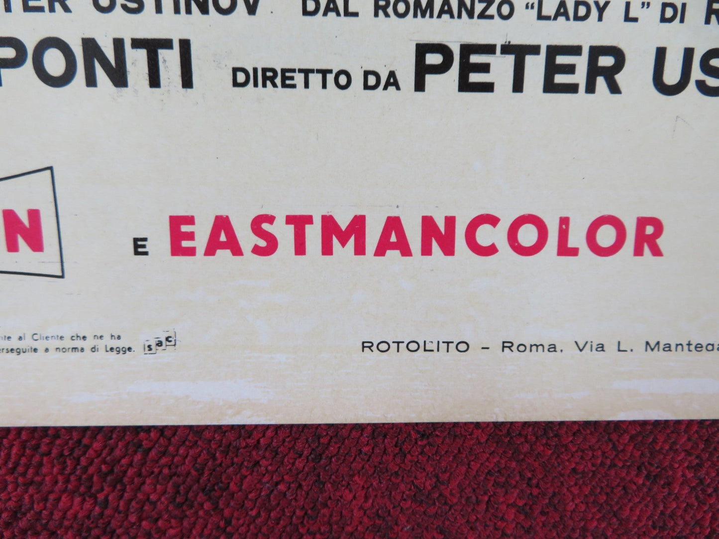 LADY L ITALIAN LOCANDINA POSTER SOPHIA LOREN PAUL NEWMAN DAVID NIVEN 1965 Rendezvous Cinema Movie posters