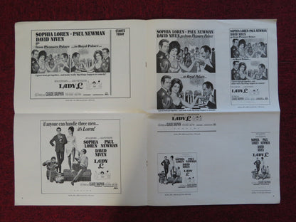 LADY L UNCUT EXHIBTOR FOLDED PRESS BOOK SOPHIA LOREN PAUL NEWMAN 1965 Rendezvous Cinema Movie posters