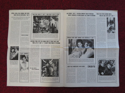 LADY L UNCUT EXHIBTOR FOLDED PRESS BOOK SOPHIA LOREN PAUL NEWMAN 1965 Rendezvous Cinema Movie posters