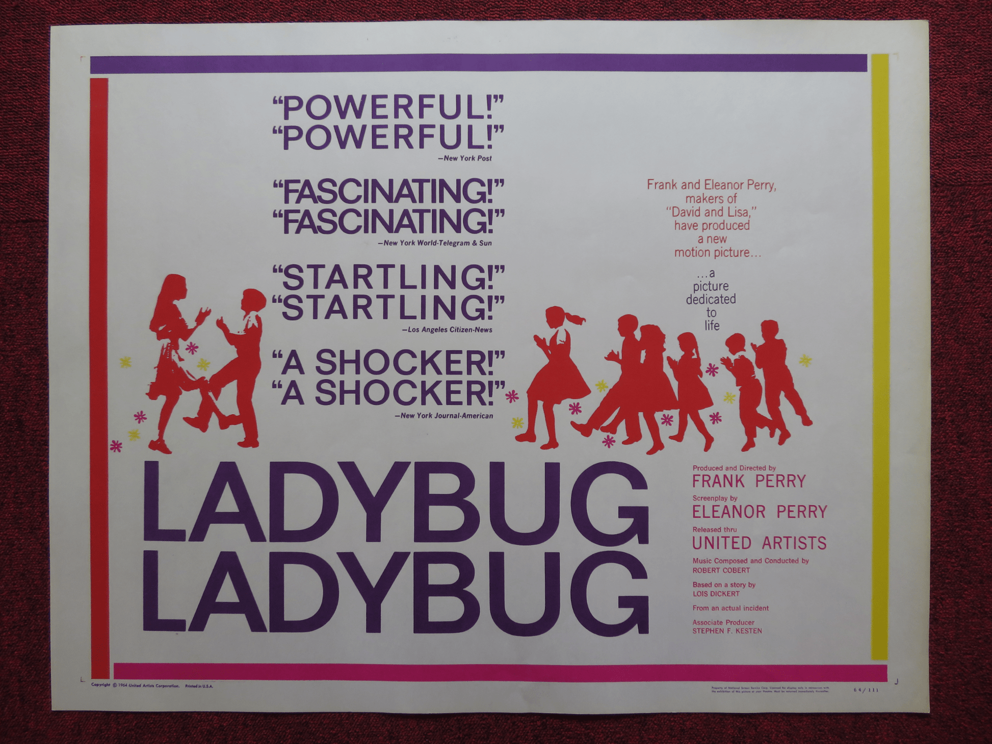 LADYBUG LADYBUG US HALF SHEET (22"x 28") POSTER JANE CONNELL WILLIAM DANIELS '64 Rendezvous Cinema Movie posters