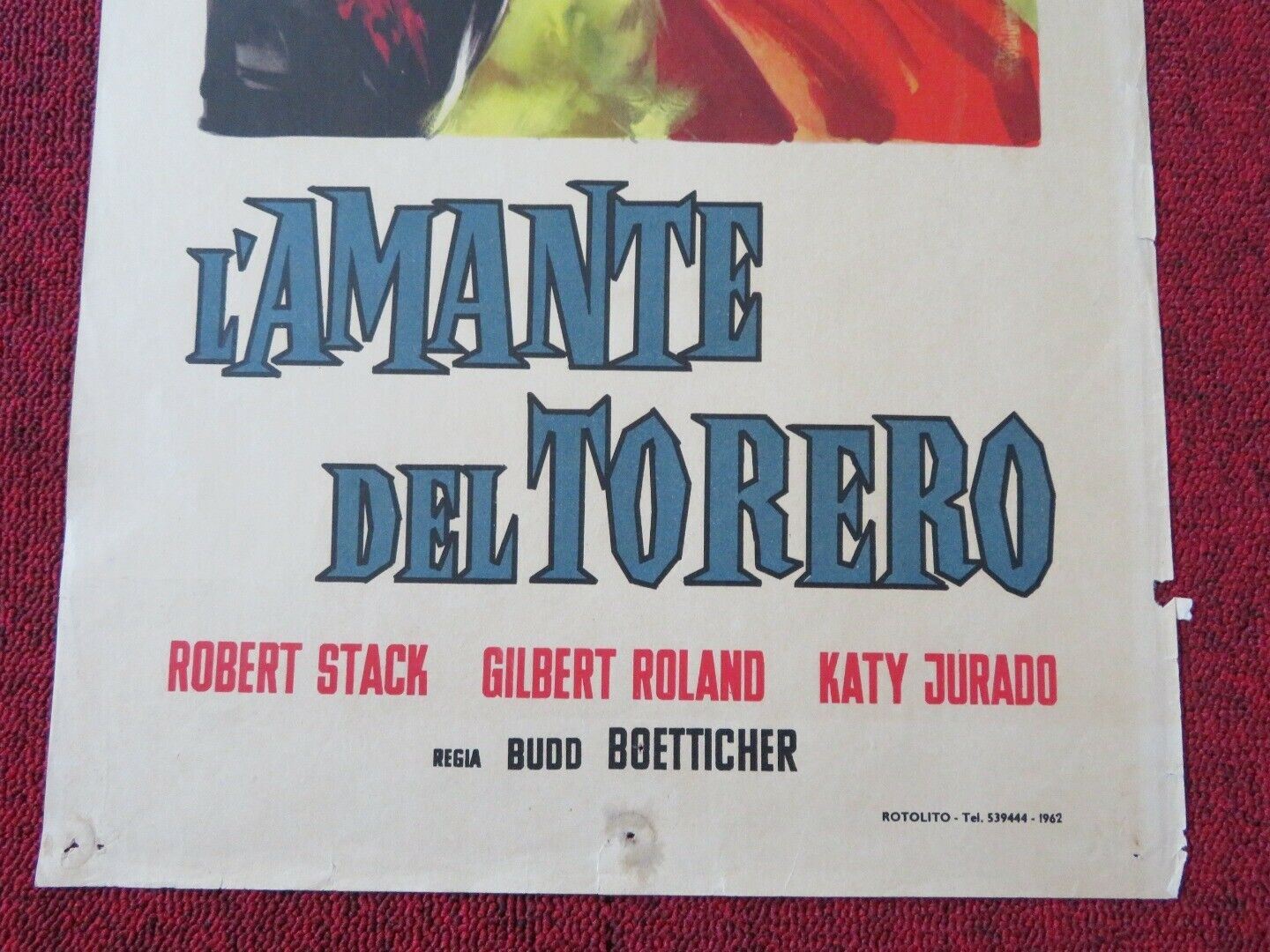 L'AMANTE DEL TORERO ITALIAN LOCANDINA (27.5"x13") POSTER ROBERT STACK 1951 Movie posters