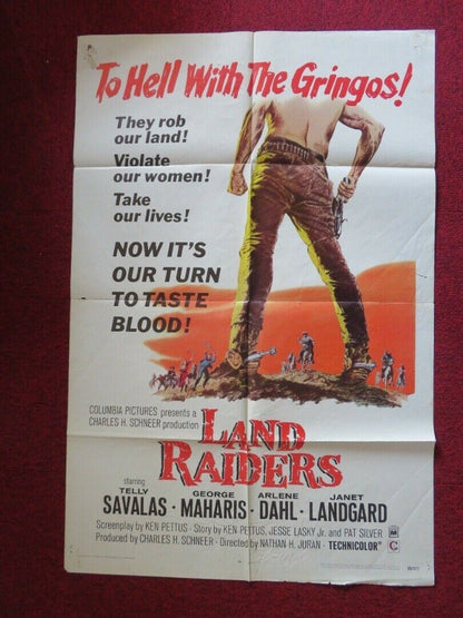 LAND RAIDERS FOLDED US ONE SHEET POSTER TELLY SAVALAS GEORGE MAHARIS 1969 Movie posters