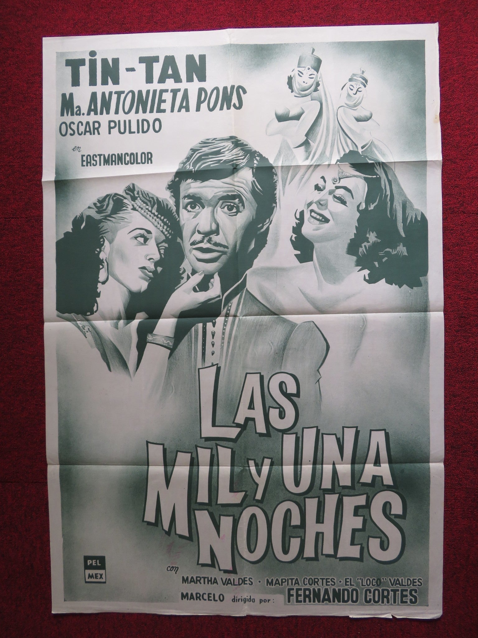 LAS MIL Y UNA NOCHES / A THOUSAND AND ONE NIGHTS FOLDED ARGENTINIAN POSTER 1958 Rendezvous Cinema Movie posters