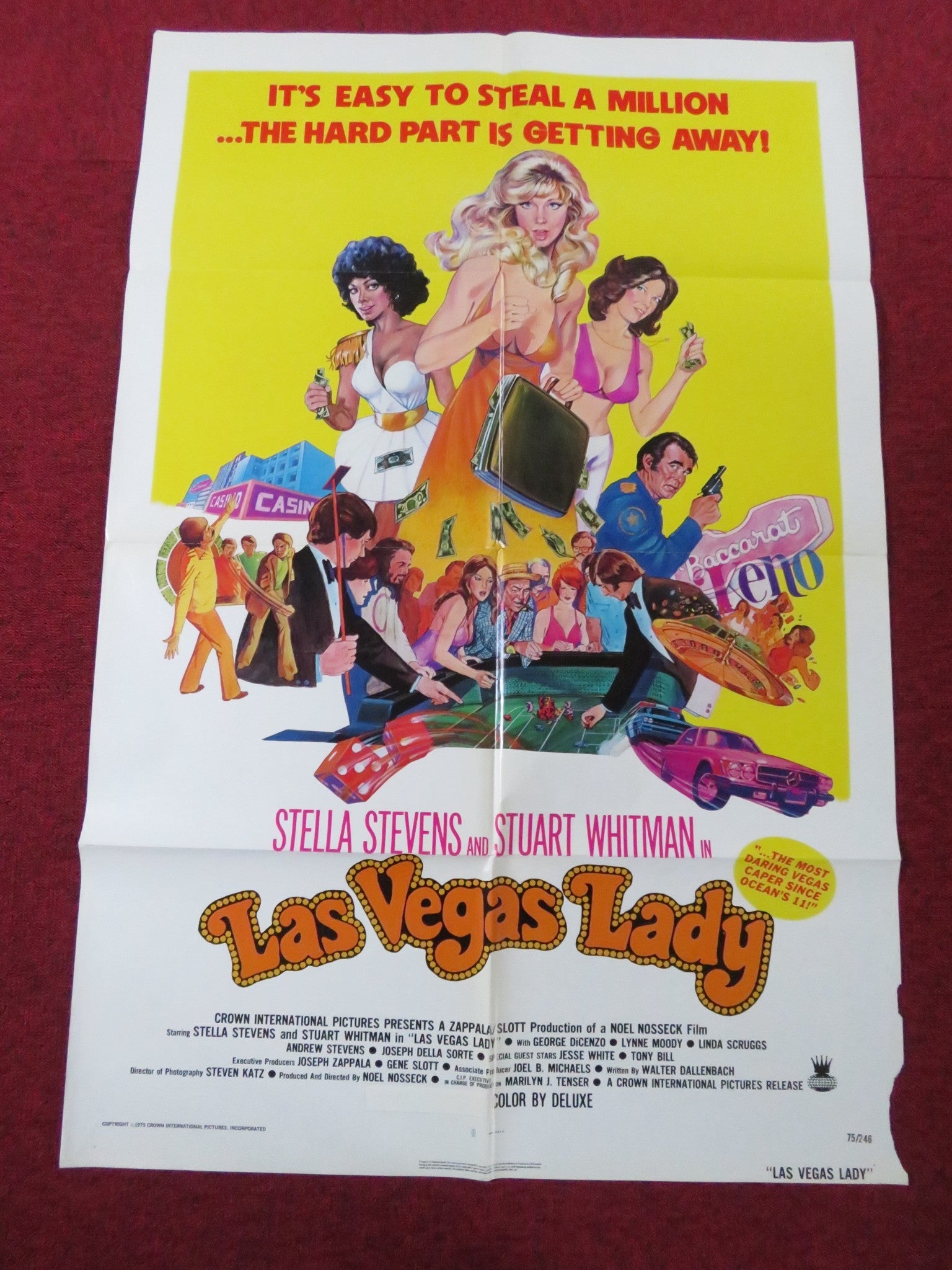 LAS VEGAS LADY FOLDED US ONE SHEET POSTER STELLA STEVENS STUART WHITMAN 1975 Rendezvous Cinema Movie posters