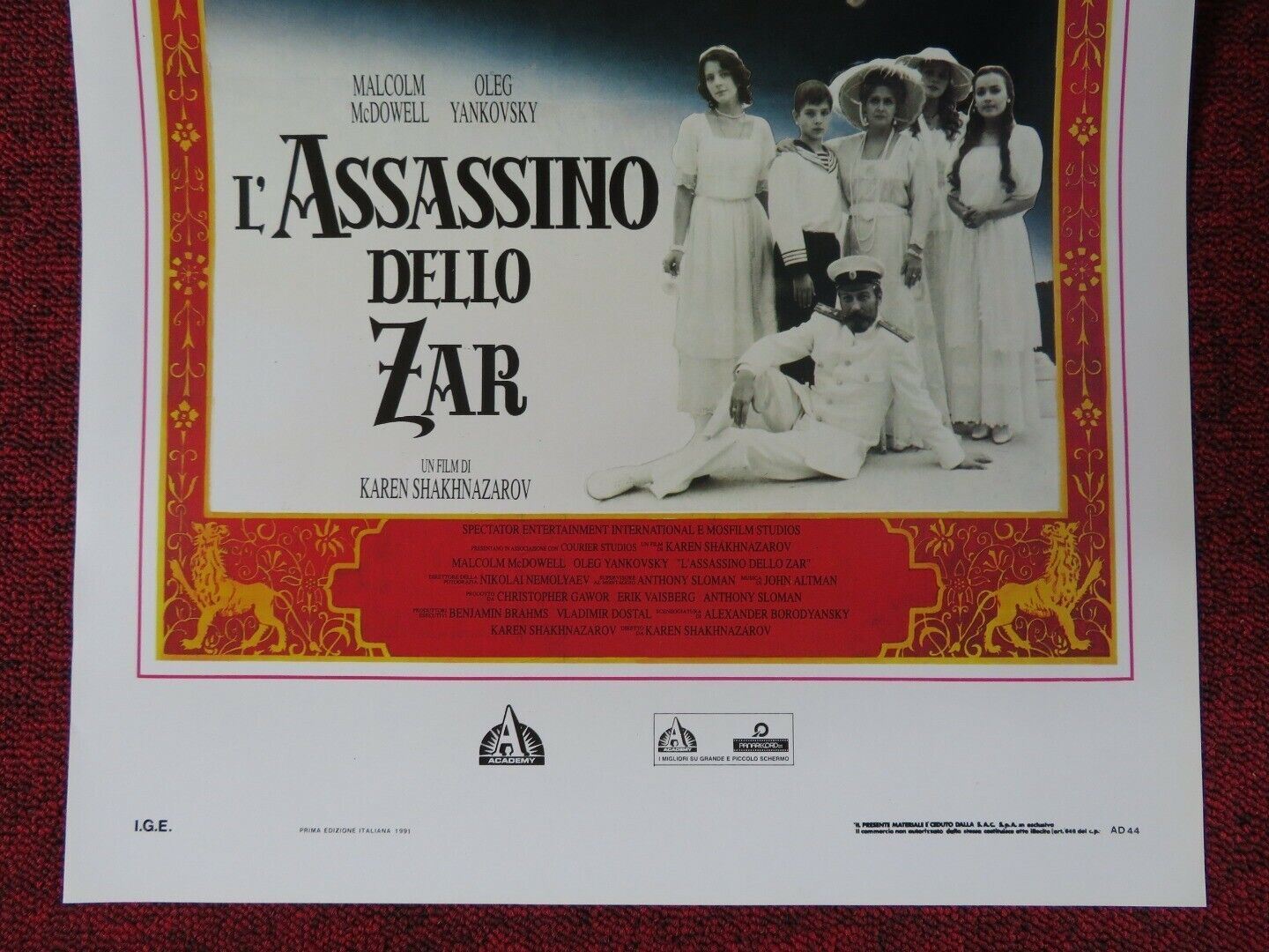 L'ASSASSINO DELLO ZAR ITALIAN LOCANDINA (27.5"x13") POSTER OLEG YANKOVSKY 1991 Movie posters