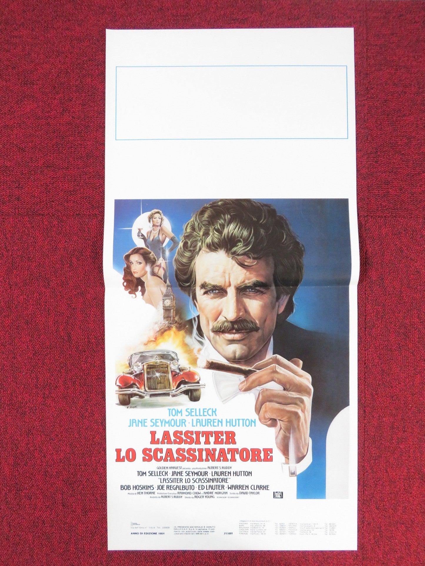 LASSITER ITALIAN LOCANDINA POSTER TOM SELLECK JANE SEYMOUR 1984 Rendezvous Cinema Movie posters