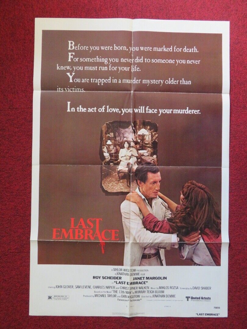 LAST EMBRACE - STYLE A FOLDED US ONE SHEET POSTER ROY SCHEIDER 1979 Movie posters
