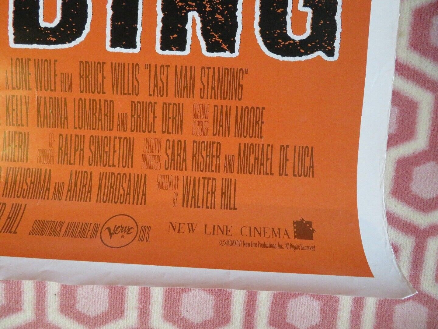 LAST MAN STANDING US ONE SHEET ROLLED POSTER BRUCE WILLIS 1996 Movie posters